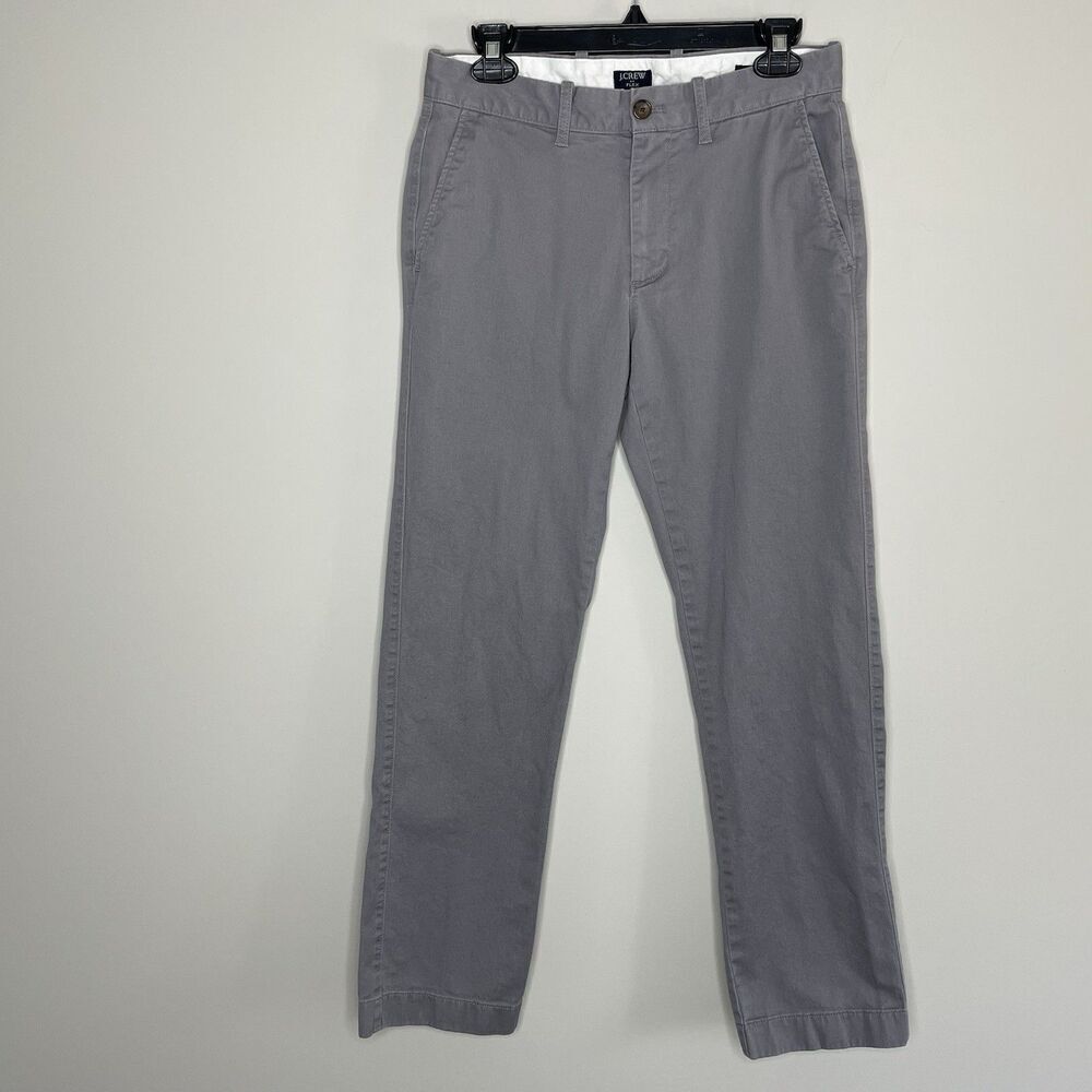 J.CREW Pants Men 29 x 30 Straight Fit Chino Gray Cotton Blend H3186